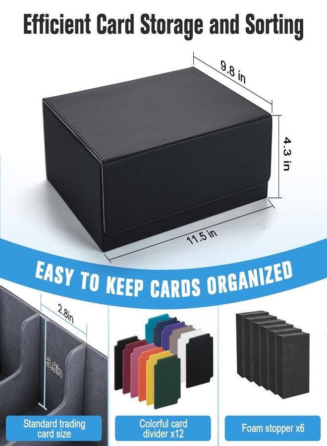 Astrell Trading Card Storage Box with 12 Dividers and 6 Foam Stoppers, Large Capacity Sturdy Leather Strong Magnetic Closure MTG Commander Deck Box, Case for TCG MTG Sport Card (Holds 1800+) - Image 4